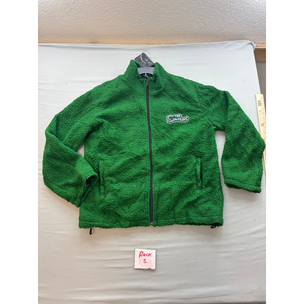 The Simpsons Homer Hedge Meme Sherpa Fleece Jacket Green Full Zip Mens Large